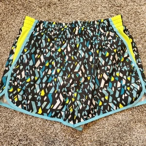 Champion Girls XL Geometric AOP Turquoise Black Athletic Lined Shorts - Picture 1 of 12