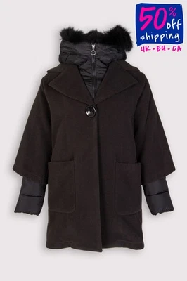 RRP €345 ELSY Kids 2in1 Coat Size 44 / 17Y Quilted Padded 3/4 Sleeve Hooded - Image 1 of 4