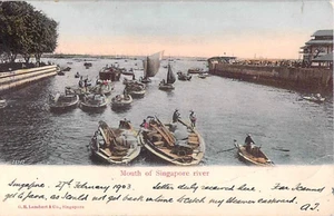 Mouth of Singapore River Straits Settlements Vintage 1903 Postcard - Imagen 1 de 2
