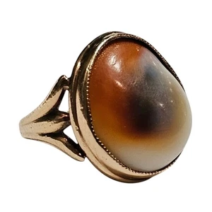 Antiker Operculum Muschelring 10 Karat Gold "Auge Shivas" - Bild 1 von 5