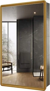 New, Aluminum Bathroom Medicine Cabinet with Farmhouse Gold Framed 16x22 Inches - Picture 1 of 5