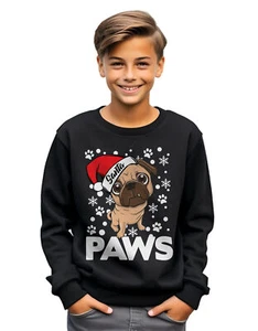 Santa Paws Pug Dog sweatshirt - Funny and Festive! 100% cotton, Funny sweatshirt - Picture 1 of 34