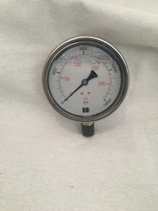 Pressure Gauge 0-1600kpa 1/4"/8mm - 3/8"/10mm BSP Liquid Filled Air Compressor - Picture 1 of 3