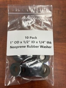 Neoprene Rubber Washer Spacer 1" OD x 1/2" ID x 1/4" thick 10 Pack - Picture 1 of 3