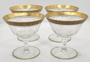 Set Of 4 Tiffin-Franciscan Rambler Rose Clear Sherbet Glasses - Picture 1 of 2