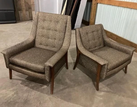 MCM Kroehler Avant Chairs His & Hers with Original Upholstery - Pair Cover