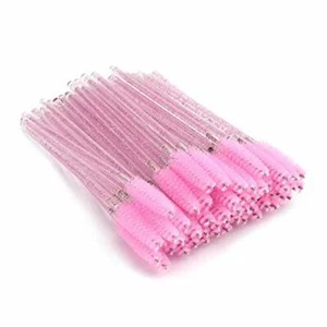 50x Disposable Crystal Eyelash Brush Mascara Wands Applicator Makeup Tool Pink - Picture 1 of 7