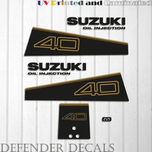 Suzuki 40 hp DT40 outboard engine Gold decal sticker Silver Cowling set kit - Picture 1 of 1
