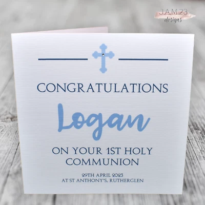 Personalised 1st Holy Communion Card Boys Boy Male Grandson Son Nephew - Image 1 of 4