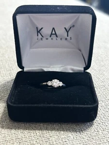 Lab-Grown Diamonds by KAY Three-Stone Engagement Ring 1cttw 14K WhiteGold - Picture 1 of 4