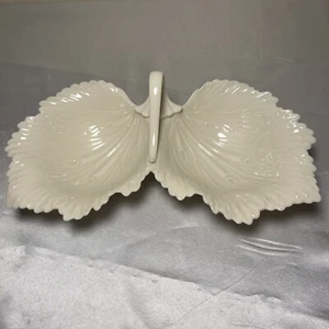 Schöne Vintage Art Deco Stil Lenox Elfenbein Fine China Doppelblatt Griff Schale - Bild 1 von 8