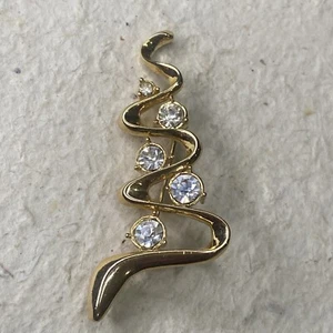 Vintage Gold Tone CZ Brooch Pin - Picture 1 of 5