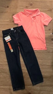Boys 2 Piece Outfit: H M  Boys Polo Shirt Size 6-8 Faded Glory Jeans Size 6S LOT - Picture 1 of 6