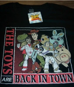 Vintage Style Walt Disney TOY STORY 4 BUZZ LIGHTYEAR WOODY T-Shirt Large NEW - Picture 1 of 3