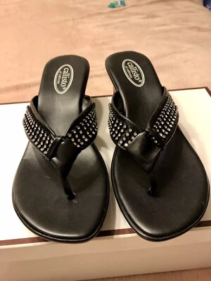 Sandália social Callisto couro preto strass tamanho 9 [nova] VENDA FINAL - Imagem 1 de 4