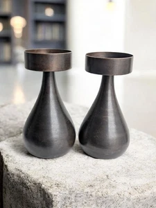 Vintage Kerzenständer Paar Brutalist Mid Century Teelichthalter Eisen Skandinavisch - Bild 1 von 13