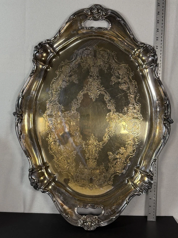 Plato para servir Chantilly Gorham plateado Grand YC1397/1 - 27 pulgadas Foto 1 de 4