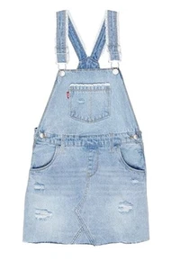 Levi's Girls' Blue Denim Adjustable Shoulder Straps Pullover Skirtall Size 7 REG - Picture 1 of 8