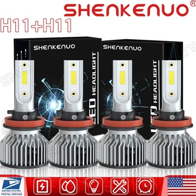 4Pc H9+H11 LED Headlight Bulbs Kit White For 2023 2024 Chevrolet Silverado 2500 - Image 1 of 4