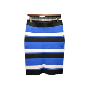 BCBG Maxazria Womens Striped Blue Fitted Pencil Skirt Size L - Picture 1 of 5