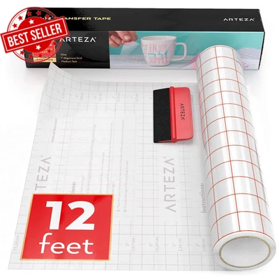 Ultra Clear Transfer Tape Paper with Grid & Squeegee, 12 Inch Wide X 12 Foot Lon - image 1 of 4