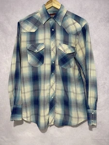 Wrangler Western Shirt Men's Pearl Snap Long Sleeve Check Size M #133 - Picture 1 of 10