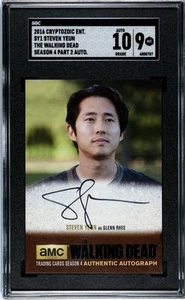 STEVEN YEUN 2016 Topps The Walking Dead Season 5 Glenn Rhee On Card Auto SGC 9 - Picture 1 of 2