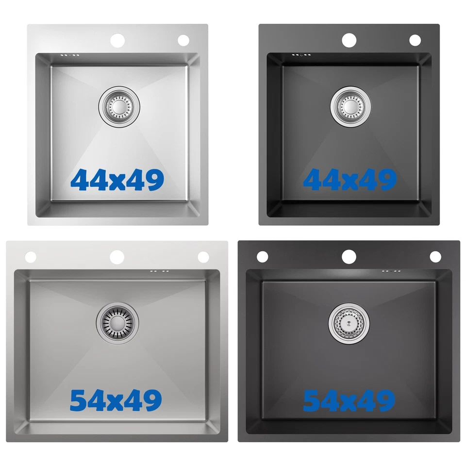 AURALUM MAX Edelstahl Einbauspüle Küchenspüle Spülbecken mit Ablaufgarnitur & Seifenspender