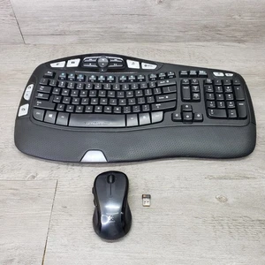Logitech K350 Wireless Wave Keyboard & M510 Mouse w/ USB Dongle & Batteries - Photo 1/9