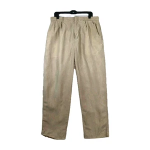 Pantalones chinos Polo Ralph Lauren para hombre 34x30 beige lino mezcla seda plisados sin dobladillo - Imagen 1 de 12