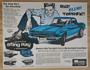 VINTAGE 1965 MONOGRAM 1/8 BIG BLUE CORVETTE STINGRAY MODEL ADVERTISEMENT - Picture 1 of 1