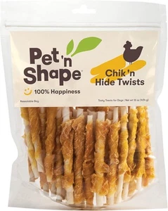Pet 'n Shape Chik Hide Twists – Chicken Wrapped 1 Pound (Pack of 1), Brown  - Imagen 1 de 8