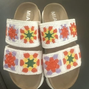 Mia Womens Platform Sandal Double Strapped Crochet Colorful Size 6 New - Picture 1 of 8