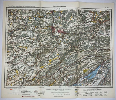 Mapa litográfico antigo original do Império Alemão Pfirt Ferrette 1901 prussiano real - Imagem 1 de 2