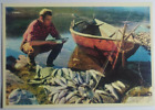 Collectible Vintage Postcard Color Photo Norway Troutfishing Fish Fisherman Boat