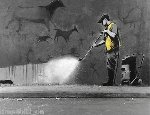 BANKSY Lavavadero Hombre Lavado Pared Man Loft IMÁGENES LIENZO (120x80cm) - Imagen 1 de 4