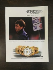 Rolex Oyster Day-Date Watch Phil Mickelson Full Page Color Ad - Picture 1 of 1