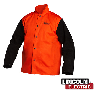 Genuine Lincoln K4690-L FR Orange Jacket W/ Leather Sleeves, Size Large • 54.74£