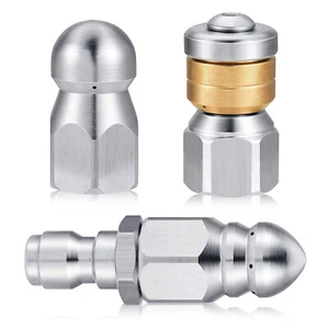 Stainless Steel Sewer Jetter Nozzle Pressure Washer Drain Cleaning Nozzles Tips - Picture 1 of 7