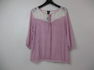 NEU Torrid Shirt Damen 1 US 1X Plus weiß rosa Oberteil Freizeit 3/4-Arm Damen - Bild 1 von 12