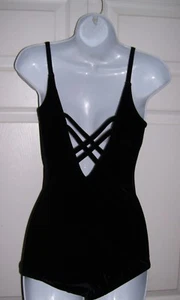 BODY WRAPPERS Para Mujer Negro Terciopelo Body Traje Grande Ropa de Baile Top De Colección Nuevo - Imagen 1 de 10