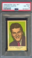 1958 Dutch Gum Card PA Set #213 ANTHONY Tony CURTIS Actor The Defiant Ones PSA 8