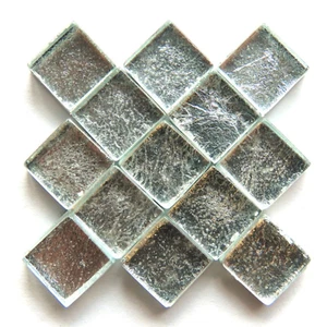 SILVER Foil Metallic Glass Mosaic Tile Pieces - 3/8 inch - 50 Tiles  - Picture 1 of 1