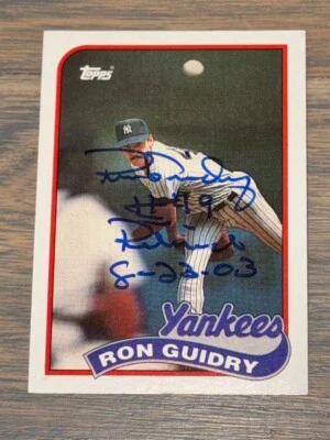 Ron Guidry New York Yankees 1989 Topps Firmado Automático "#49 Retirado 23-08-03" Foto 1 de 2