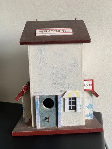 Vintage Decorative Birdhouse Bird House Folk Art Village Building Shabby Chic Cover