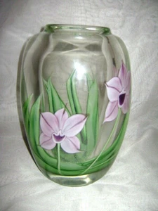 Orient & Flume “Purple Flowers” Art Glass Vase - Signed by Hudin - Rare - Picture 1 of 10