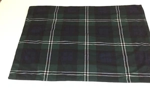 Pillow Sham Navy Blue Green White Plaid 1 (One) Std sz  Polyester Zipper 26x19" - Picture 1 of 9