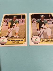 1981 Fleer - #351 Rickey Henderson And #574 Ricky Henderson Record Breaker Card