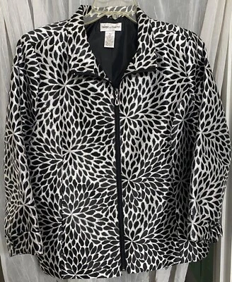 Chaqueta de Vestir Blazer Mujer DRAPER & DAMONS Blanco Negro Floral Declaración De Colección XL Foto 1 de 4