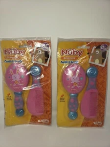 Nuby Baby Grooming Comb & Brush Baby Gift Set ( Pink) Soft Bristles New - Picture 1 of 7